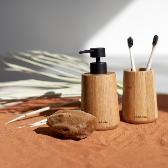 Αξεσουάρ Μπάνιου Σετ Earth Soap Dispenser & Cup Bathroom Oak Sealskin 2Τεμ