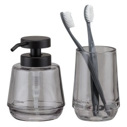 Αξεσουάρ Μπάνιου Σετ Γυάλινο Mood Soap Dispenser & Cup Bathroom Grey Sealskin 2Τεμ Αξεσουάρ Μπάνιου Σετ Γυάλινο Mood Soap Dispenser & Cup Bathroom Grey Sealskin 2Τεμ