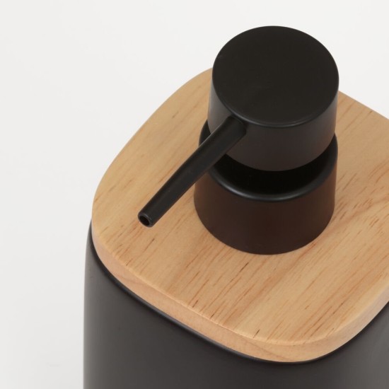 Δοχείο Κρεμοσάπουνου Κεραμικό Mind Soap Dispenser 200 ml Black Sealskin (Φ7,6x17cm) 1Τεμ