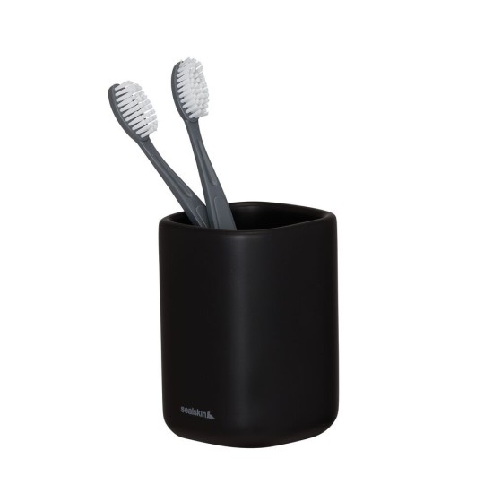 Ποτήρι Οδοντόβουρτσας Κεραμικό Mind Cup Black Sealskin (Φ7,6x10,4cm) 1Τεμ