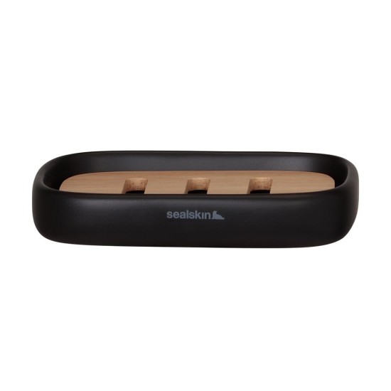 Σαπουνοθήκη Κεραμική Mind Soap Dish Black Sealskin (Φ2,4x13x9cm) 1Τεμ
