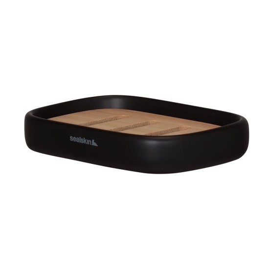 Σαπουνοθήκη Κεραμική Mind Soap Dish Black Sealskin (Φ2,4x13x9cm) 1Τεμ