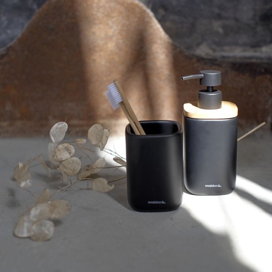 Αξεσουάρ Μπάνιου Σετ Mind Soap Dispenser & Cup Bathroom Black Sealskin 2Τεμ