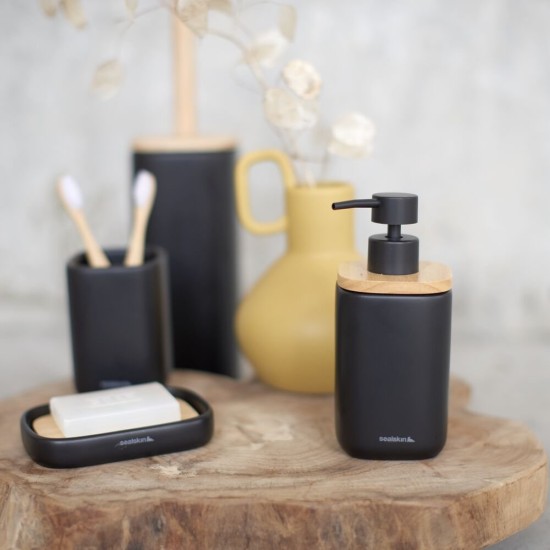 Αξεσουάρ Μπάνιου Σετ Mind Soap Dispenser & Cup Bathroom Black Sealskin 2Τεμ