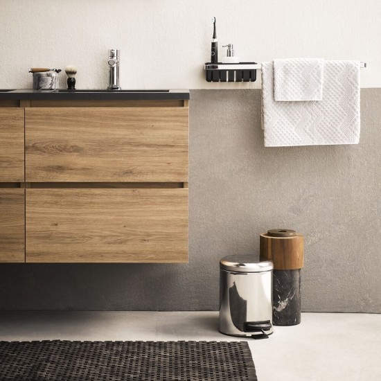 Πατάκι Μπάνιου Ξύλινο Woodblock Teak Black Sealskin (52x90) 1Τεμ