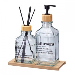 Dispenser & Αρωματικό Χώρου με Sticks Σετ Γυάλινο-Μπαμπού Με βάση MRShome 2Τεμ