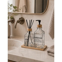 Dispenser & Αρωματικό Χώρου με Sticks Σετ Γυάλινο-Μπαμπού Με βάση MRShome 2Τεμ