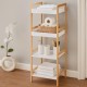 Ραφιέρα Μπάνιου Από Μπαμπού & MDF Natural-White Με 4 Ράφια MRShome (3600 Μήκος x 1100 Ύψος x 330 Πλάτος) 1Τεμ