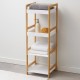 Ραφιέρα Μπάνιου Από Μπαμπού & MDF Natural-White Με 4 Ράφια MRShome (3600 Μήκος x 1100 Ύψος x 330 Πλάτος) 1Τεμ