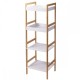 Ραφιέρα Μπάνιου Από Μπαμπού & MDF Natural-White Με 4 Ράφια MRShome (3600 Μήκος x 1100 Ύψος x 330 Πλάτος) 1Τεμ