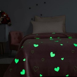 Κουβέρτα Fleece Φωσφοριζέ Μονή Kids Hearts Pink Sunshine (160x220) 1Τεμ