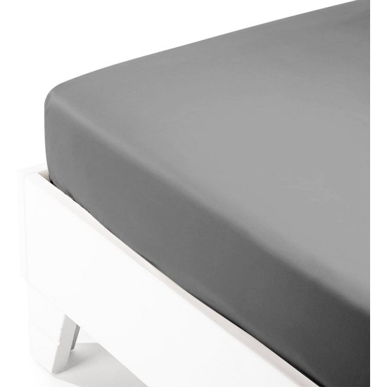 Κατωσέντονο Υπέρδιπλο Satin Dark Grey Cotton Sunshine (160x200+35) Με Λάστιχο 1Τεμ