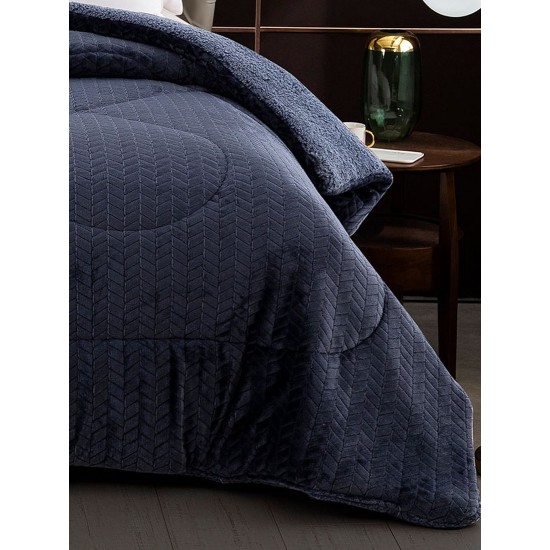 Κουβερτοπάπλωμα Με Sherpa Υπέρδιπλο Neda Blue Sunshine (220x240) 1Τεμ
