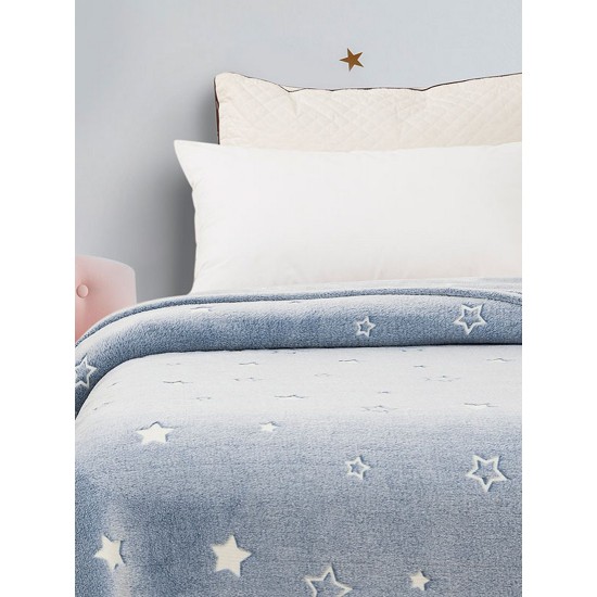 Κουβέρτα Fleece Φωσφοριζέ Κούνιας Bebe Stars Blue Sunshine (80x90) 1Τεμ