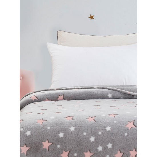Κουβέρτα Fleece Φωσφοριζέ Κούνιας Bebe Stars Pink Sunshine (80x90) 1Τεμ