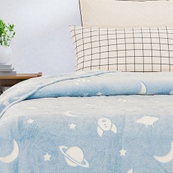Κουβέρτα Fleece Φωσφοριζέ Κούνιας Bebe Space Blue Sunshine (80x90) 1Τεμ