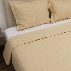 Κουβερλί Υπέρδιπλο Σετ Percale Cream Με Κέντημα Cotton Sunshine (220x240) 3Τεμ