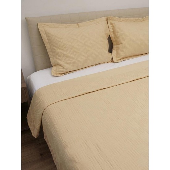 Κουβερλί Υπέρδιπλο Σετ Percale Cream Με Κέντημα Cotton Sunshine (220x240) 3Τεμ