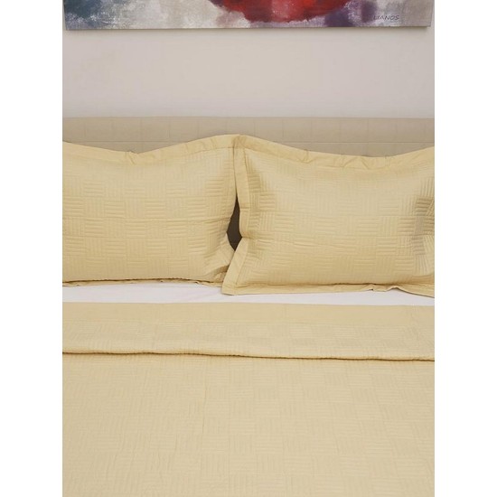 Κουβερλί Υπέρδιπλο Σετ Percale Yellow Με Κέντημα Cotton Sunshine (220x240) 3Τεμ