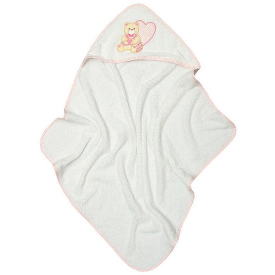 Κάπα Βρεφική Με Κέντημα Heart Pink Cotton Sunshine (75x75) 1Τεμ