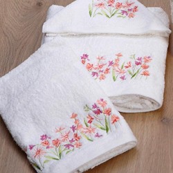 Πετσέτες Με Κέντημα Σετ White 20 Cotton Sunshine 3Τεμ