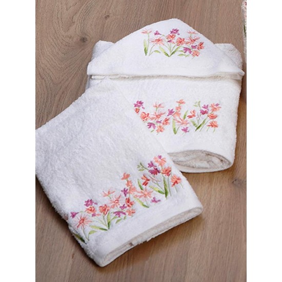 Πετσέτες Με Κέντημα Σετ White 20 Cotton Sunshine 3Τεμ