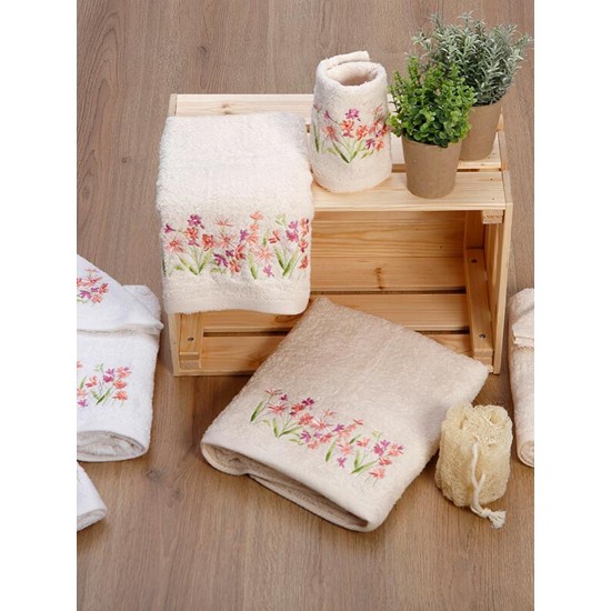 Πετσέτες Με Κέντημα Σετ White 20 Cotton Sunshine 3Τεμ