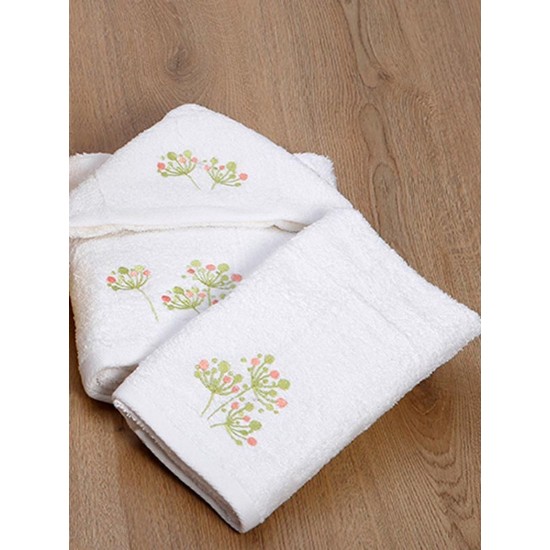 Πετσέτες Με Κέντημα Σετ White 24 Cotton Sunshine 3Τεμ