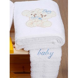 Πετσέτες Βρεφικές Με Κέντημα Σετ Couple 06 White-Blue Cotton Sunshine 2Τεμ Πετσέτες Βρεφικές Με Κέντημα Σετ Couple 06 White-Blue Cotton Sunshine 2Τεμ