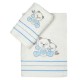 Πετσέτες Βρεφικές Με Κέντημα Σετ Panda 02 Blue Cotton Sunshine 2Τεμ