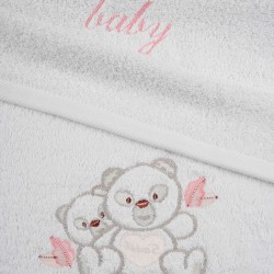 Πετσέτες Βρεφικές Με Κέντημα Σετ Panda 02 White-Pink Cotton Sunshine 2Τεμ