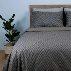 Σεντόνια Υπέρδιπλα Σετ Feelings 2036 Grey Cotton Sunshine (170x205+30 ) Με Λάστιχο 4Τεμ