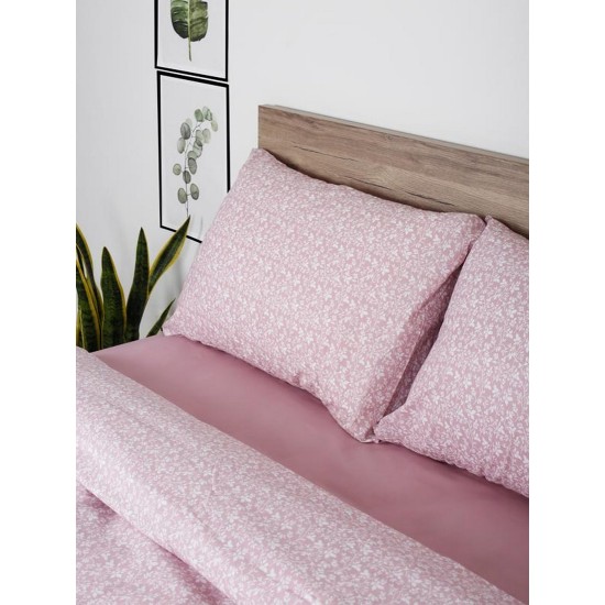 Σεντόνια Διπλά Σετ Feelings 920 Pink Cotton Sunshine (150x205+30 ) Με Λάστιχο 4Τεμ