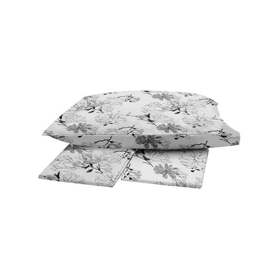 Σεντόνια Μονά Σετ Print Menta 070 Grey Polycotton Sunshine (160x250) 3Τεμ