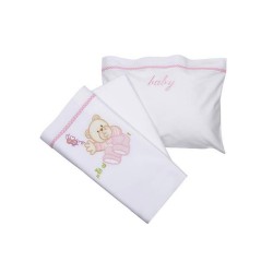 Σεντόνια Βρεφικά Κούνιας Σετ Bear 04 Rose Cotton Sunshine (130x160) 3Τεμ