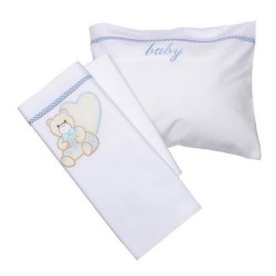 Σεντόνια Βρεφικά Κούνιας Σετ Heart 10 Blue Cotton Sunshine (125x160) 3Τεμ