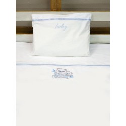 Σεντόνια Βρεφικά Κούνιας Σετ Panda 02 Blue Cotton Sunshine (130x160) 3Τεμ