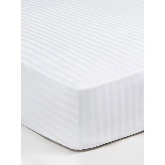 Κατωσέντονο Υπέρδιπλο Satin Stripes Cotton Sunshine (160x200+40) Με Λάστιχο 1Τεμ