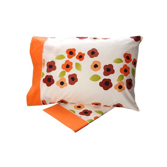 Σεντόνια Μονά Σετ Print Feelings 529 Orange Cotton Sunshine (160x260) 3Τεμ