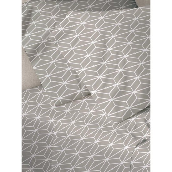 Σεντόνια Μονά Σετ Print Menta 520 Grey Polycotton Sunshine (160x250) 3Τεμ