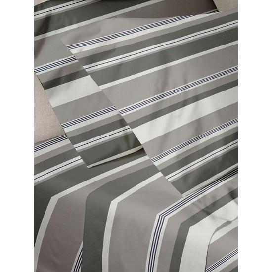 Σεντόνια Μονά Σετ Print Menta 550 Grey Polycotton Sunshine (160x250) 3Τεμ