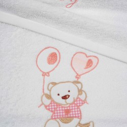 Πετσέτες Βρεφικές Με Κέντημα Σετ Balloon 05 White-Pink Cotton Sunshine 2Τεμ