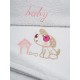 Πετσέτες Βρεφικές Με Κέντημα Σετ Dog 07 White-Pink Cotton Sunshine 2Τεμ