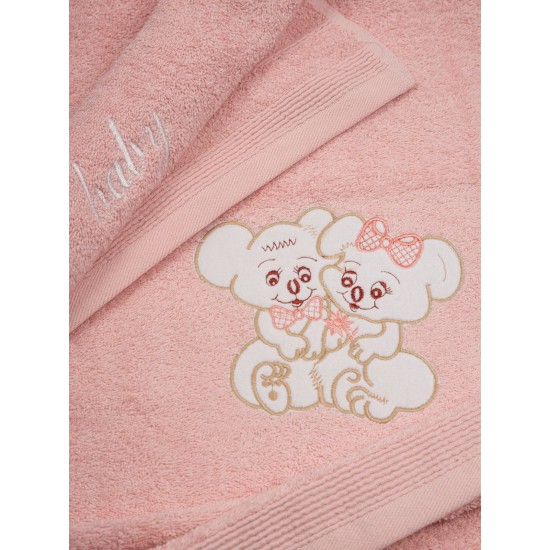 Πετσέτες Βρεφικές Με Κέντημα Σετ Couple 06 Pink-Pink Cotton Sunshine 2Τεμ