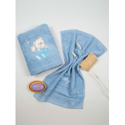 Πετσέτες Βρεφικές Με Κέντημα Σετ Bear 04 Blue-Blue Cotton Sunshine 2Τεμ