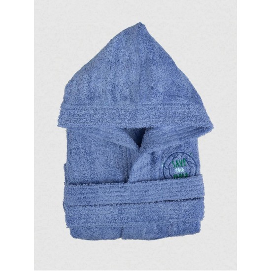 Μπουρνούζι Παιδικό Με Κουκούλα Eco Blue Cotton Sunshine 1Τεμ