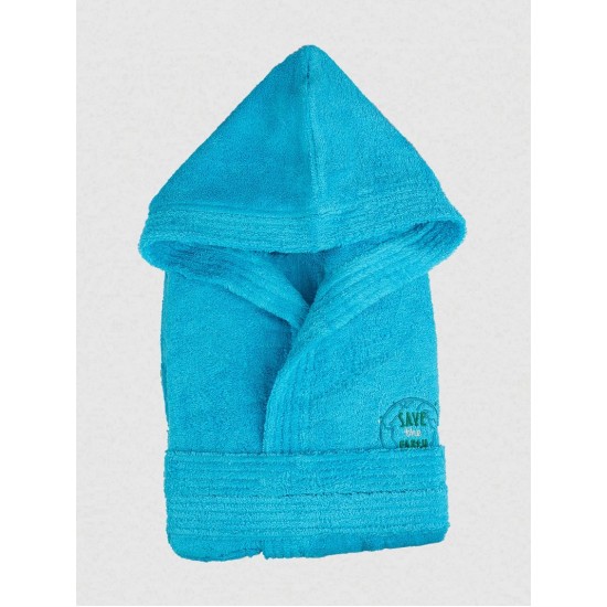 Μπουρνούζι Παιδικό Με Κουκούλα Eco Turquoise Cotton Sunshine 1Τεμ