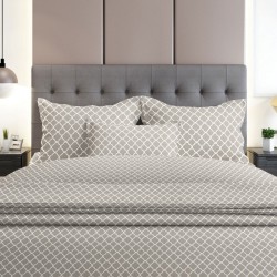 Σεντόνια Φανελένια Διπλά Σετ Flannel 530 Grey Cotton Sunshine (150x205+30 ) Με Λάστιχο 4Τεμ