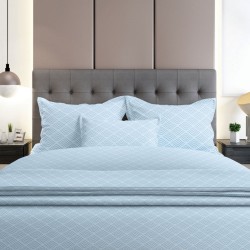Σεντόνια Φανελένια Διπλά Σετ Flannel 2048 Blue Cotton Sunshine (150x205+30 ) Με Λάστιχο 4Τεμ