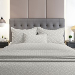 Σεντόνια Φανελένια Διπλά Σετ Flannel 2048 Grey Cotton Sunshine (150x205+30 ) Με Λάστιχο 4Τεμ